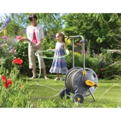 Avvolgitubo carrello assemblato con ruote e tubo 30 m