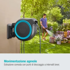 Avvolgitubo da parete automatico Rollup M/L Gardena tubo da 25 m Ø 13 mm