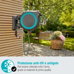 Avvolgitubo da parete automatico Rollup M/L Gardena tubo da 25 m Ø 13 mm