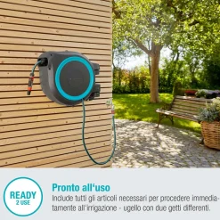 Avvolgitubo da parete automatico Rollup XL Gardena tubo da 35 m Ø 13 mm