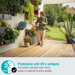 Avvolgitubo da parete automatico Rollup S Gardena tubo da 15 m Ø 11 mm