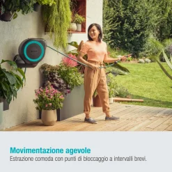 Avvolgitubo da parete automatico Rollup S Gardena tubo da 15 m Ø 11 mm