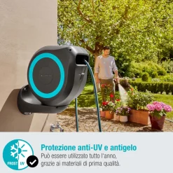 Avvolgitubo da parete automatico Rollup M Gardena tubo da 20 m Ø 11 mm