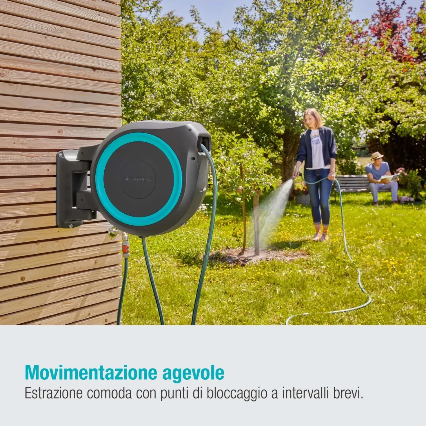Avvolgitubo da parete automatico Rollup L Gardena tubo da 30 m Ø 13 mm