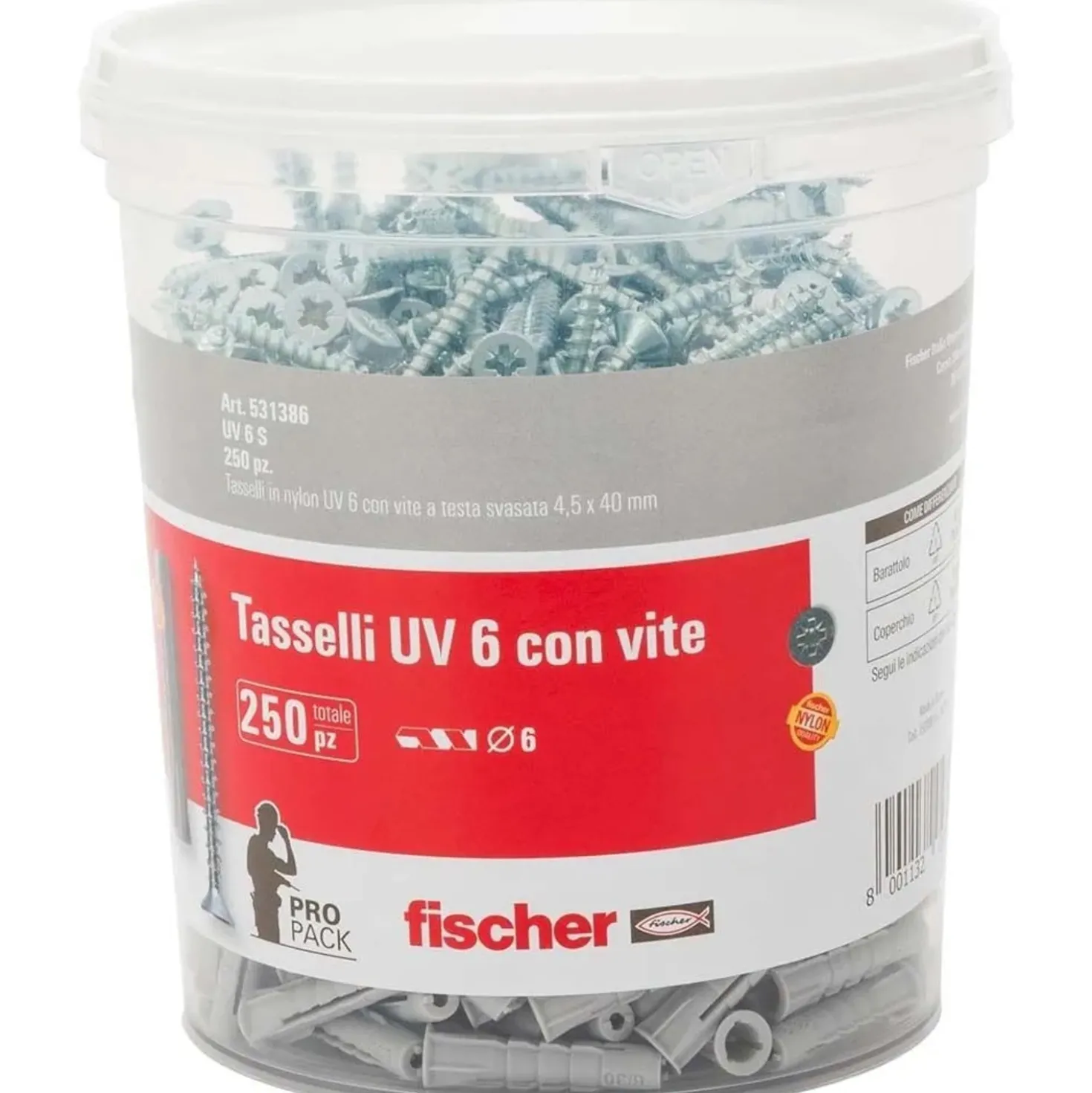 Barattolo tasselli universali UV Ø 6 mm 250 pz
