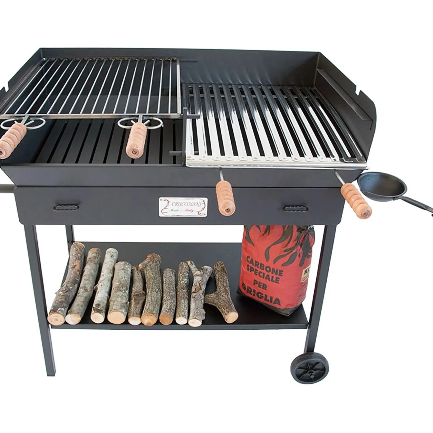 Barbecue a carbone e legna Cruccolini Party BA23 nero