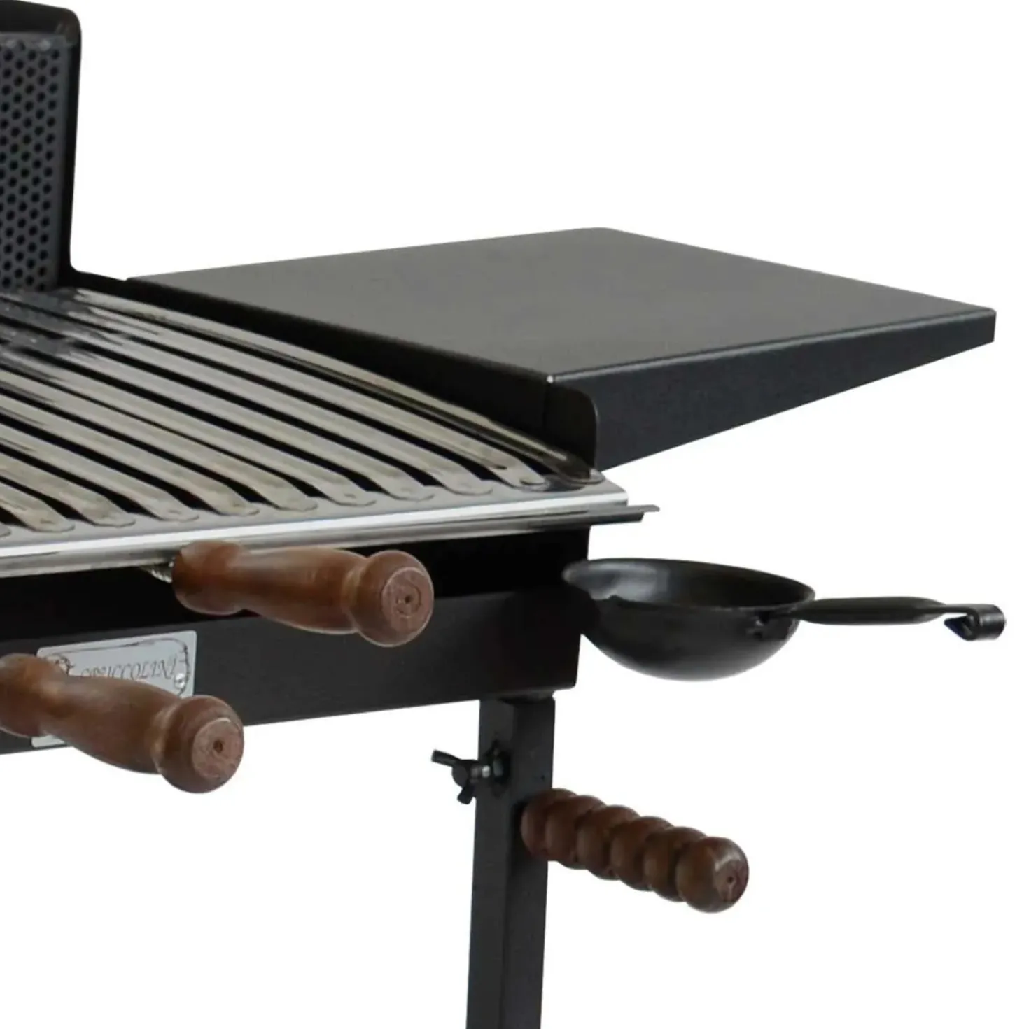 Barbecue a carbone e legna Belvedere nero con ripiani laterali