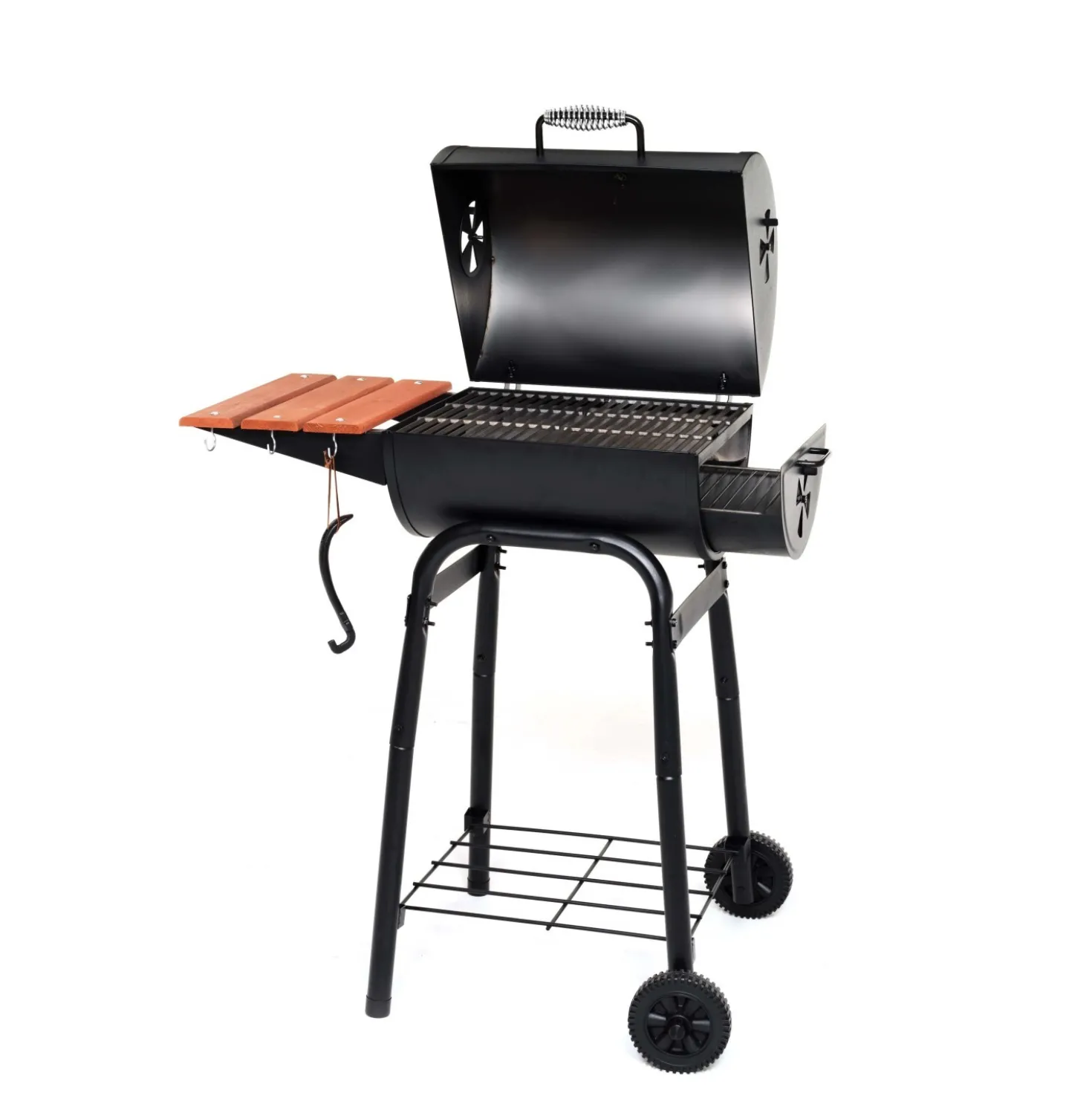Barbecue a carbone Pedro 45 Sochef nero con coperchio e ripiano laterale
