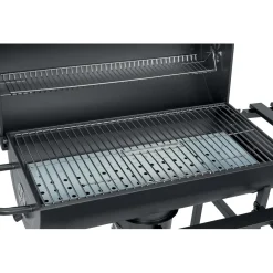 Barbecue a carbonella con tavolo pieghevole nero 70,5x35 cm