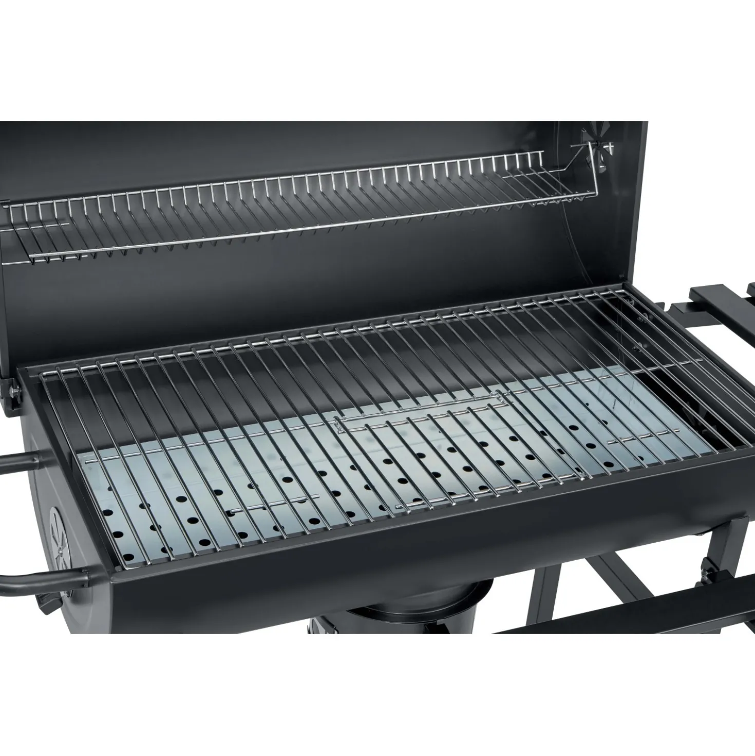 Barbecue a carbonella con tavolo pieghevole nero 70,5x35 cm