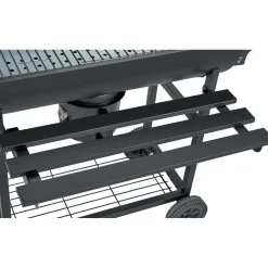 Barbecue a carbonella con tavolo pieghevole nero 70,5x35 cm