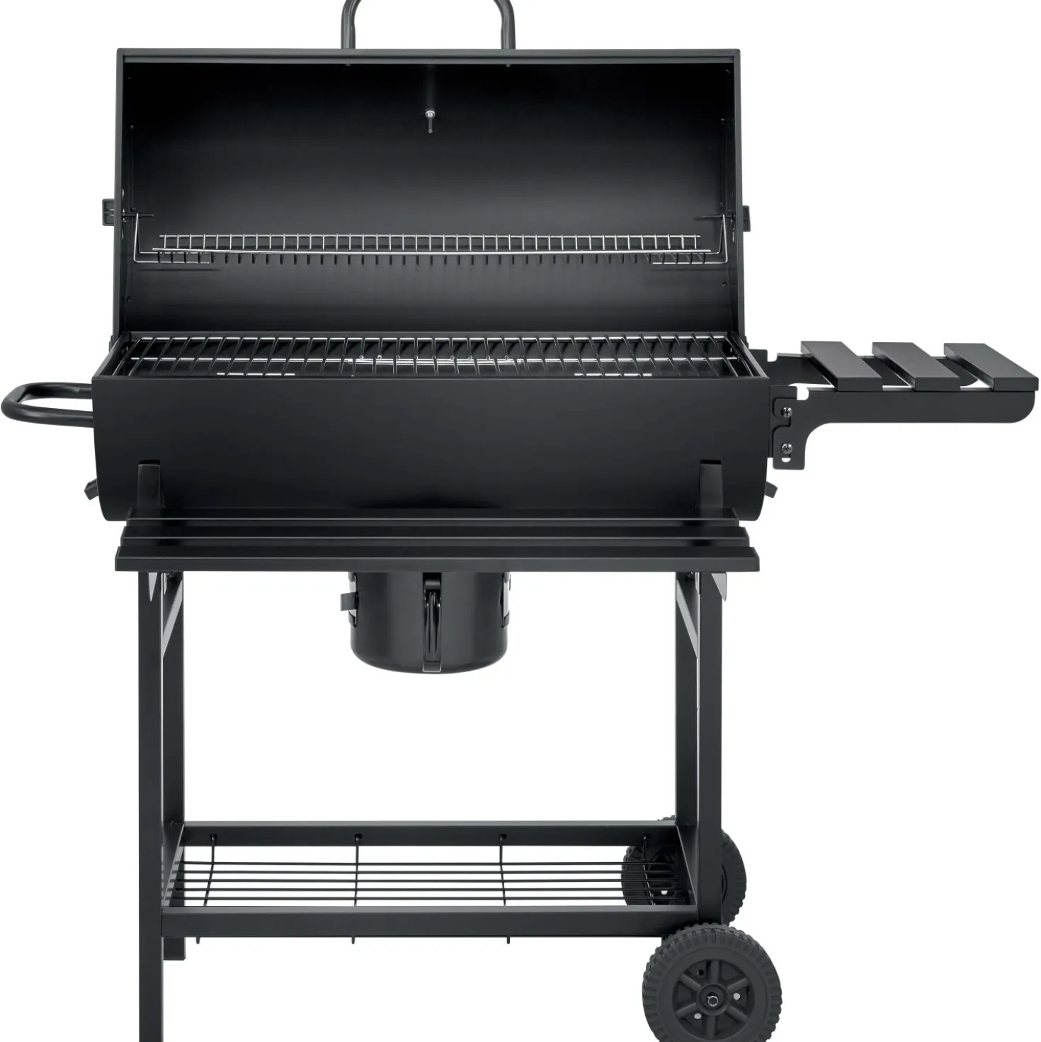 Barbecue a carbonella con tavolo pieghevole nero 70,5x35 cm