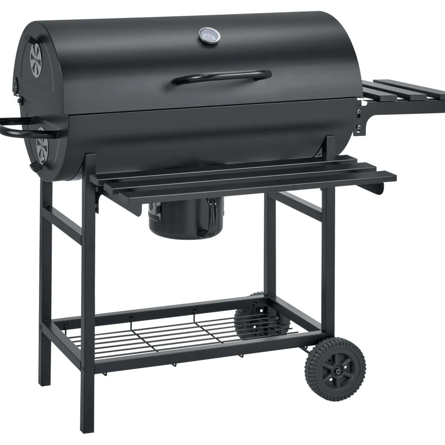 Barbecue a carbonella con tavolo pieghevole nero 70,5x35 cm