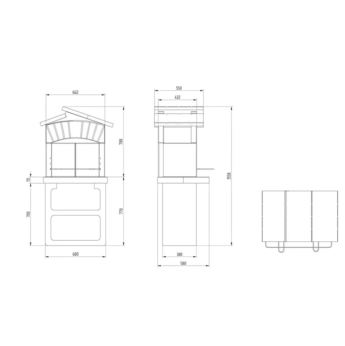 Barbecue a carbonella e legna Vasto New H 156 x L 68 x P 58 cm