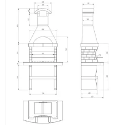 Barbecue a carbonella e legna Olbia H 236 x L 79 x P 65 cm