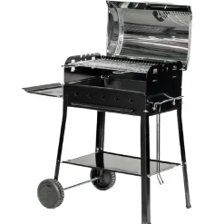 Barbecue a carbonella Garda nero con ripiano laterale e coperchio
