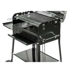 Barbecue a carbonella Garda nero con ripiano laterale e coperchio