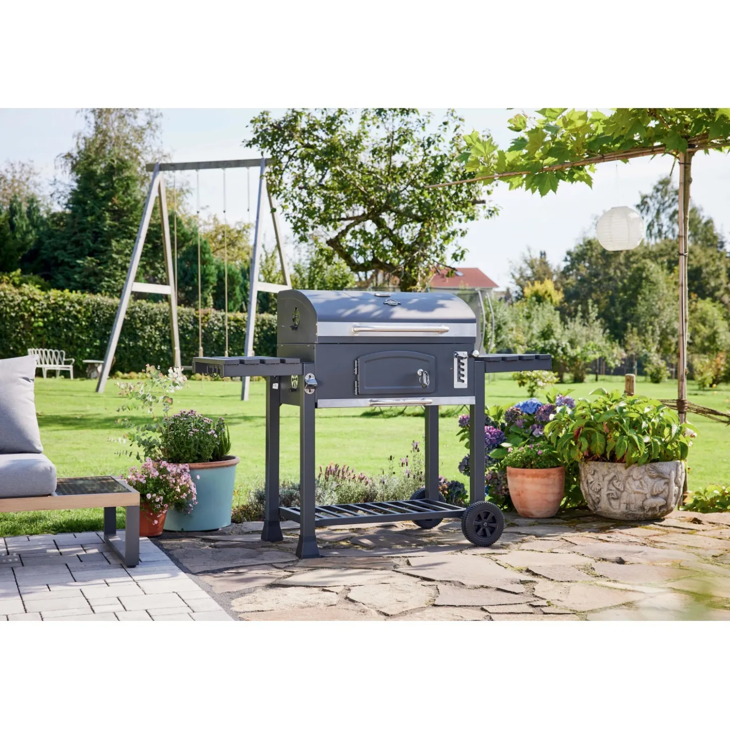 Barbecue a carbonella Jamestown Jaxon XL nero griglia 70x46 cm