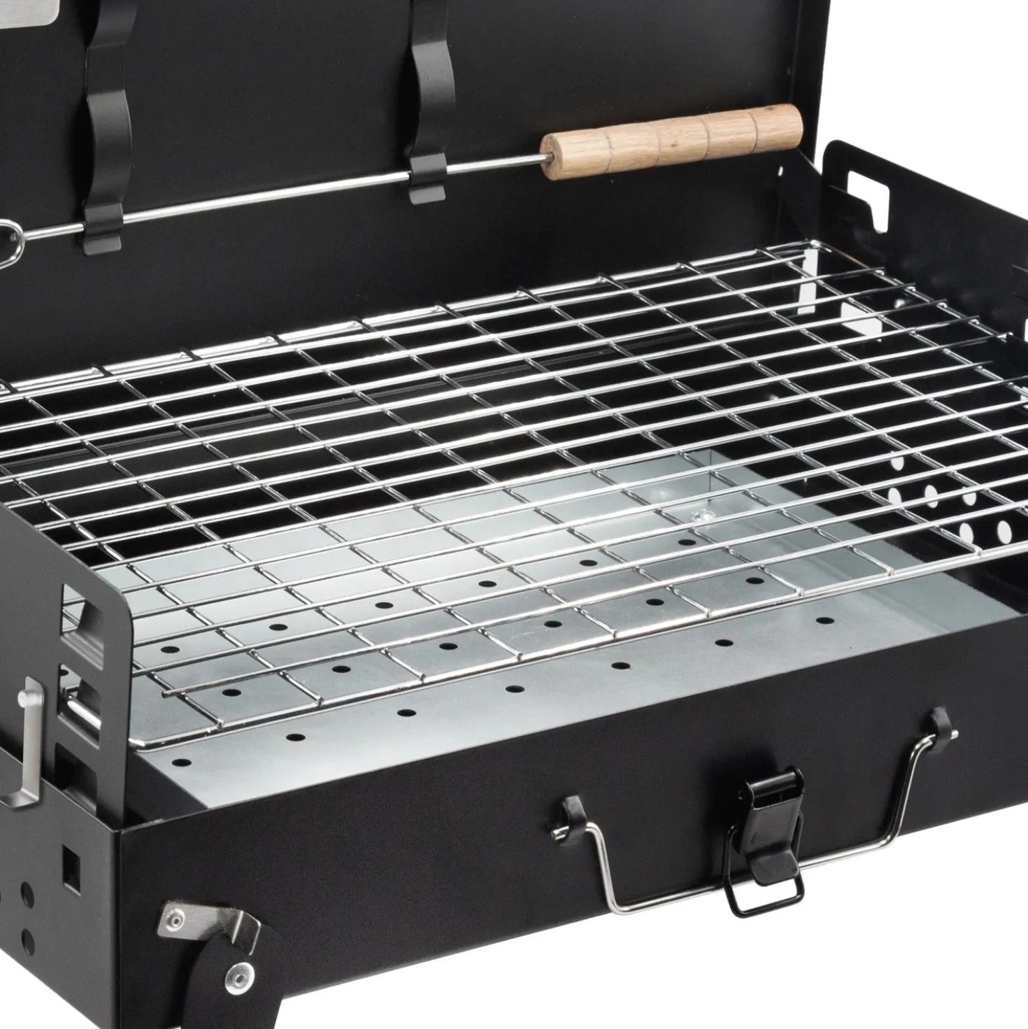 Barbecue a carbonella pieghevole da campeggio nero
