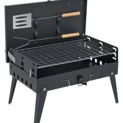 Barbecue a carbonella pieghevole da campeggio nero