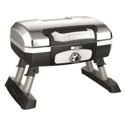 Barbecue a gas 1 bruciatore nero e argento con coperchio