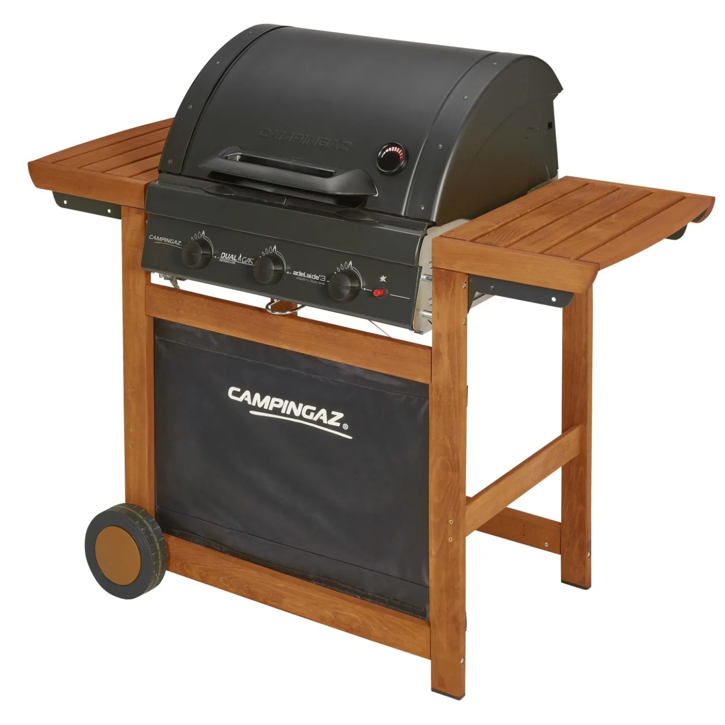 Barbecue a gas Adelaide 3 Woody L Dualgas 3 bruciatori nero