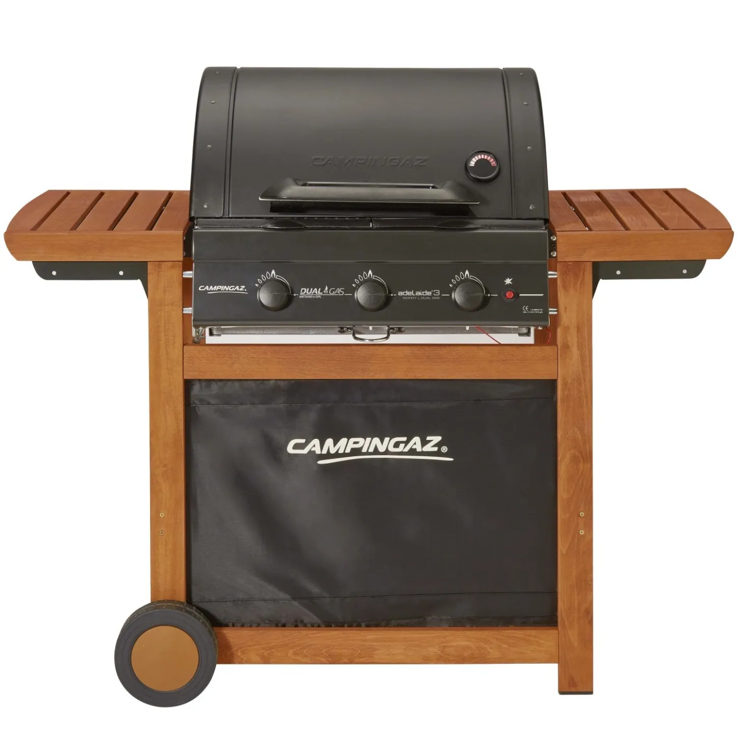 Barbecue a gas Adelaide 3 Woody L Dualgas 3 bruciatori nero