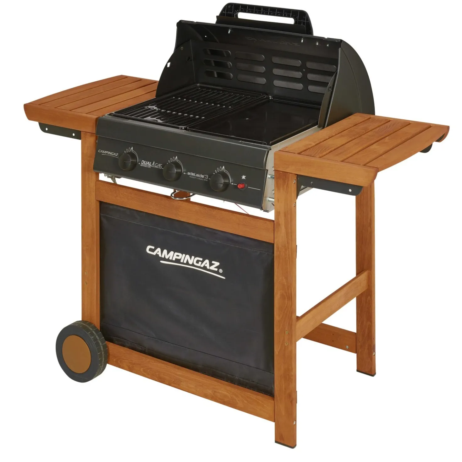 Barbecue a gas Adelaide 3 Woody L Dualgas 3 bruciatori nero