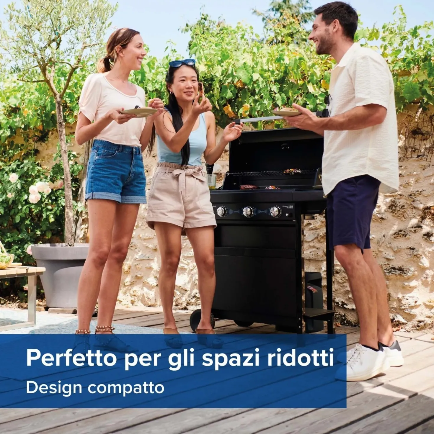 Barbecue a gas Campingaz Compact 3 LS DG 3 bruciatori 9,6 kW nero opaco