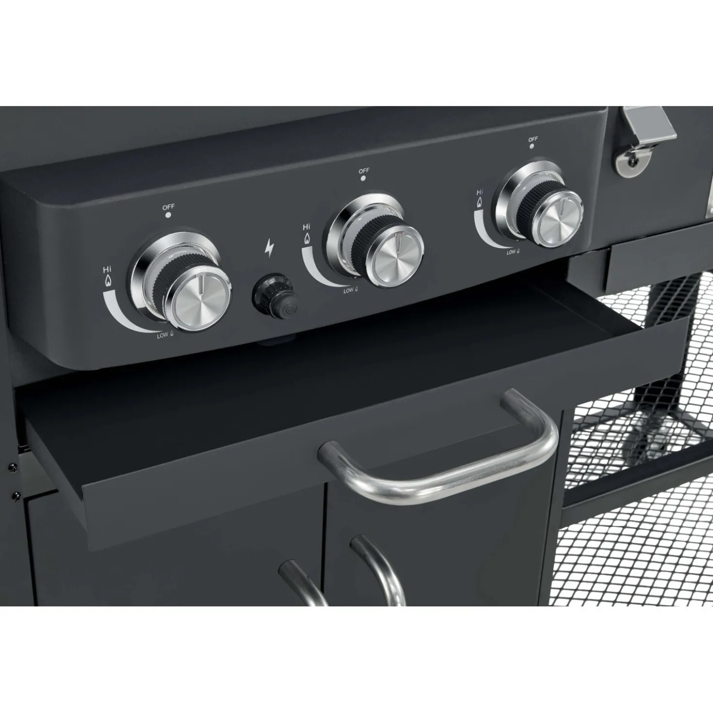 Barbecue a gas e carbonella Jamestown Drake nero con affumicatore