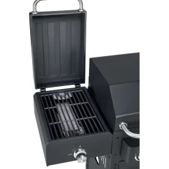 Barbecue a gas e carbonella Jamestown Drake nero con affumicatore
