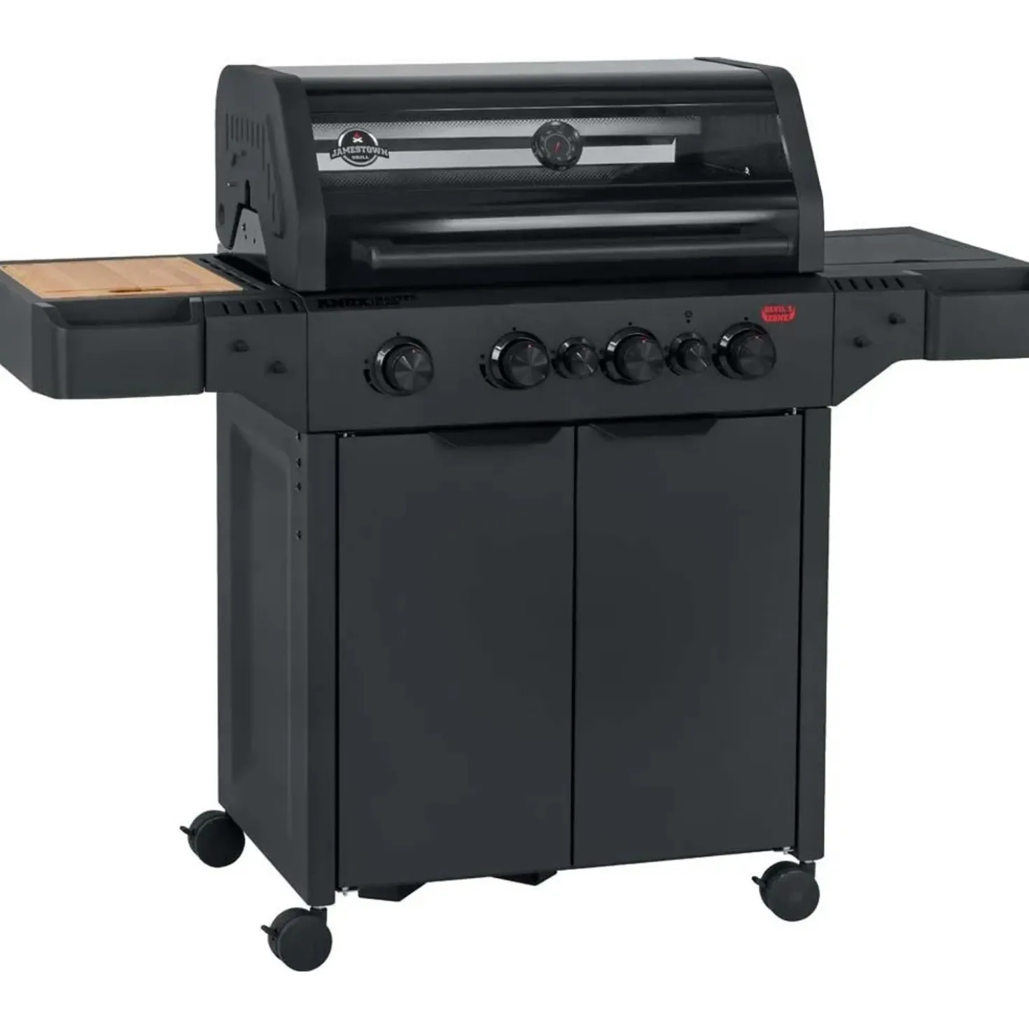 Barbecue a gas Jamestown Knox II 4 bruciatori con fornello laterale nero