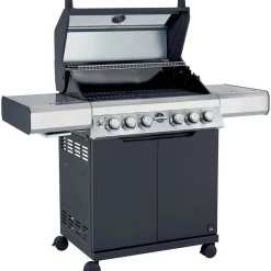 Barbecue a gas Jamestown Knox 4 bruciatori nero e argento 20,5kW