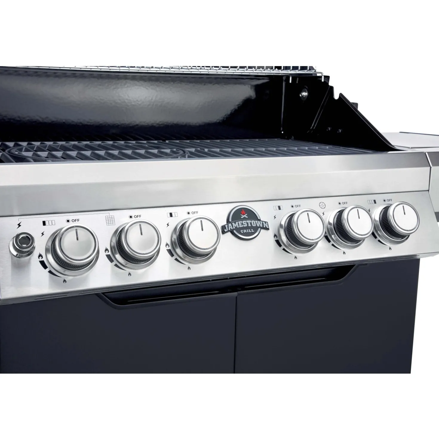 Barbecue a gas Jamestown Knox 4 bruciatori nero e argento 20,5kW