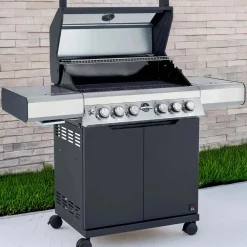 Barbecue a gas Jamestown Knox 4 bruciatori nero e argento 20,5kW
