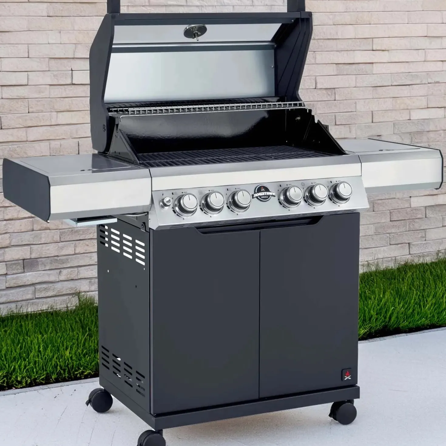 Barbecue a gas Jamestown Knox 4 bruciatori nero e argento 20,5kW
