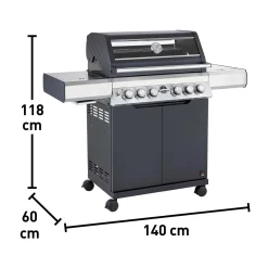 Barbecue a gas Jamestown Knox 4 bruciatori nero e argento 20,5kW
