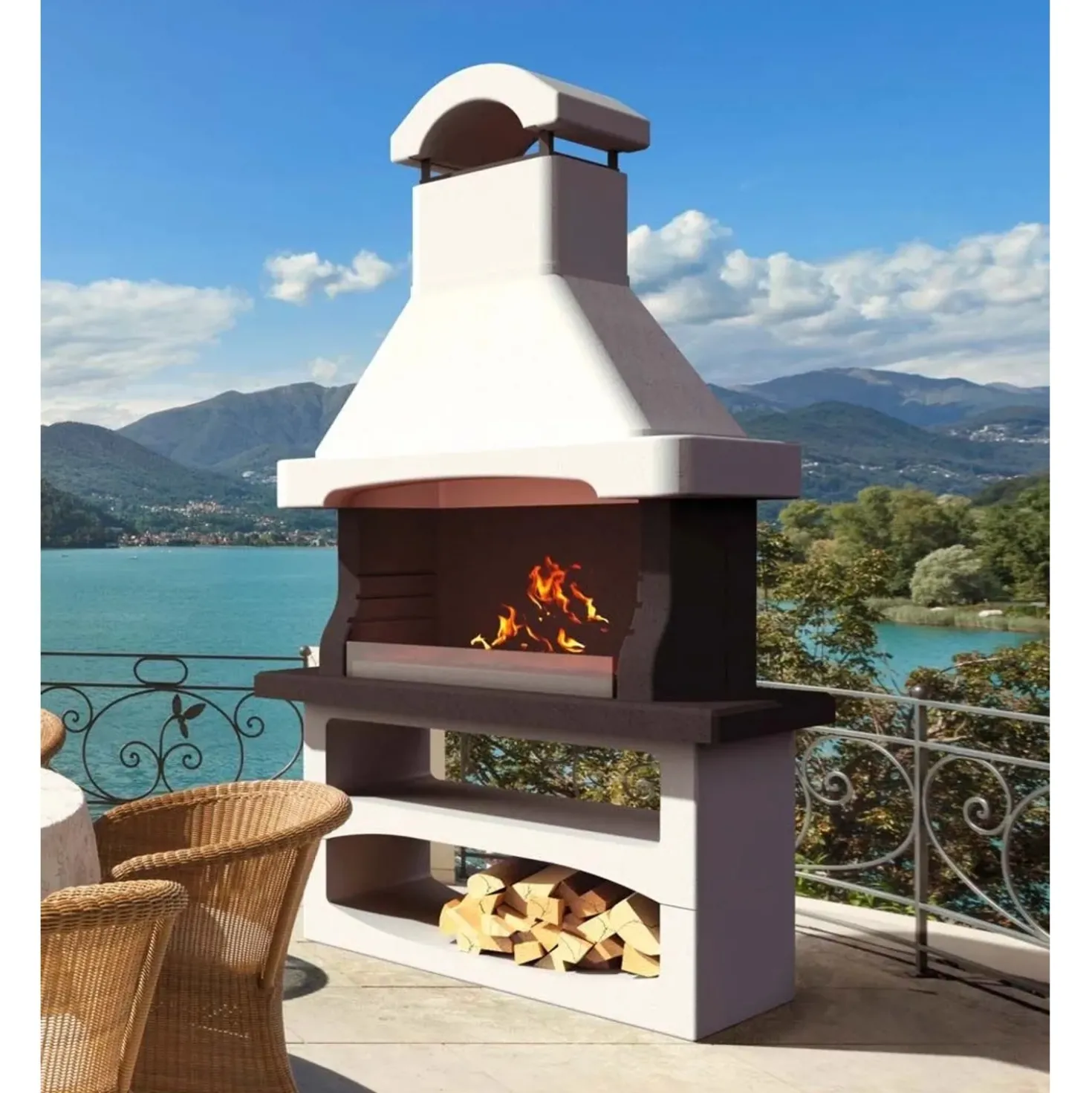 Barbecue in muratura Salamanca con parafiamma Inox e griglia 77x45 cm