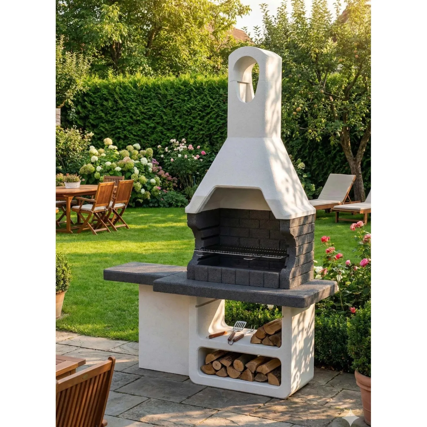 Barbecue in muratura Ulisse appendice laterale griglia 67x40 cm