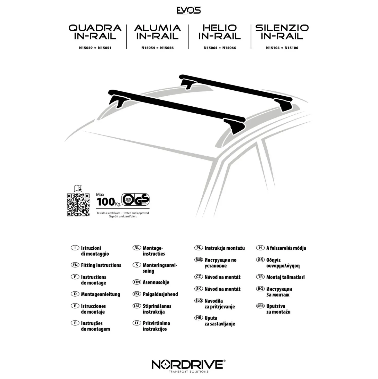 Barre portatutto Helio In-Rail L con kit Evos IA