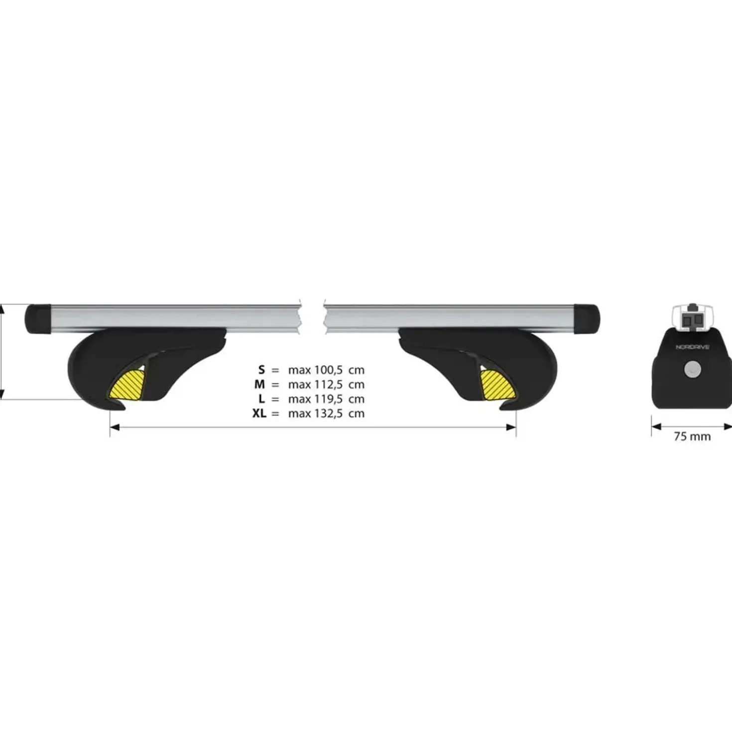 Barre portatutto in alluminio Helio Rail Evos RA L 127 cm