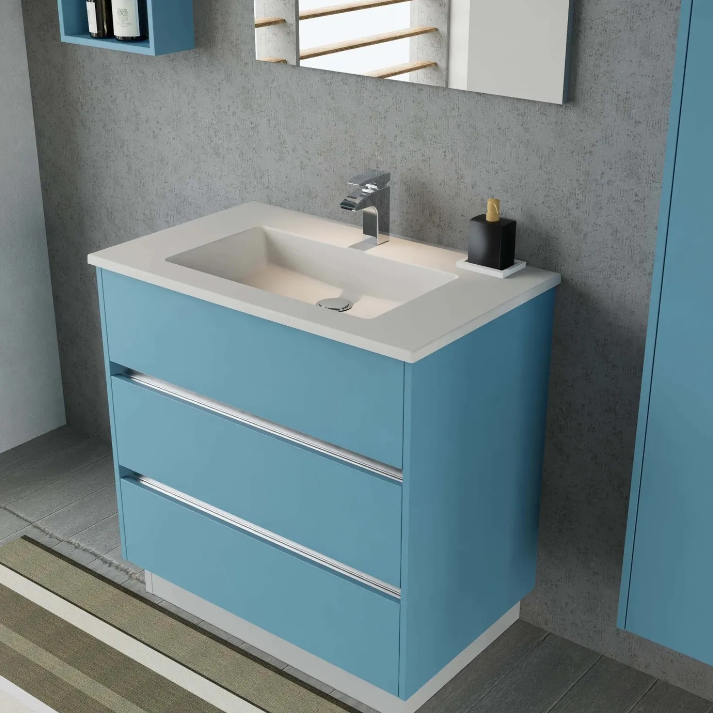 Base porta lavabo 3 cass. con appoggio a terra 84x50x85 cm opaco