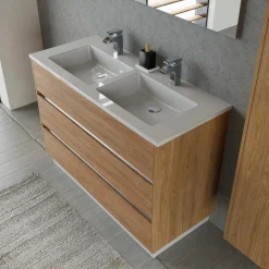 Base porta lavabo 3 cass. con appoggio a terra 120x50x85 cm effetto legno