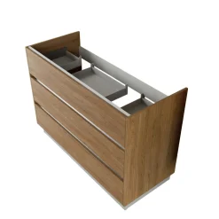 Base porta lavabo 3 cass. con appoggio a terra 120x50x85 cm effetto legno