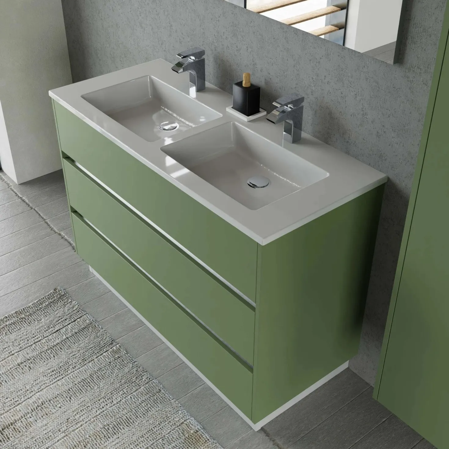 Base porta lavabo 3 cass. con appoggio a terra 120x50x85 cm opaco