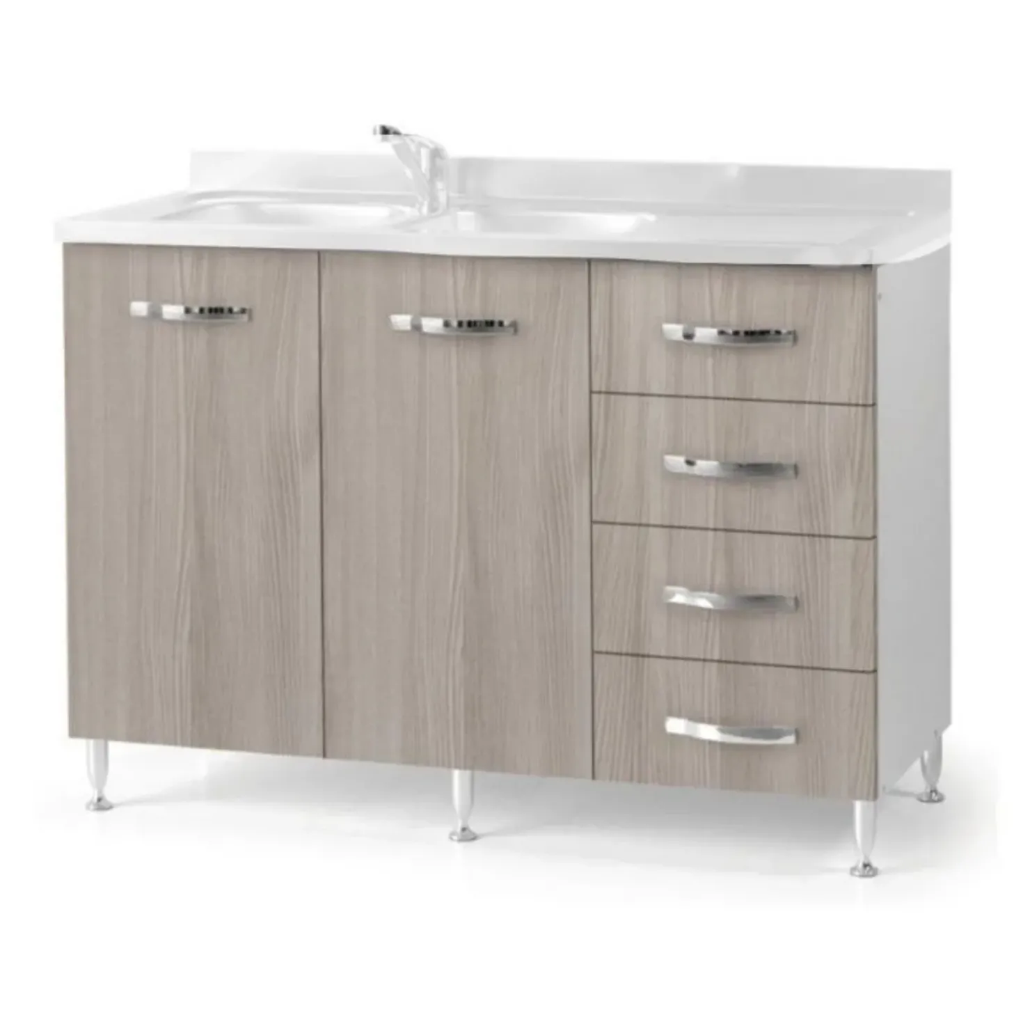 Base sottolavello cucina con cassettiera L 120 olmo destro
