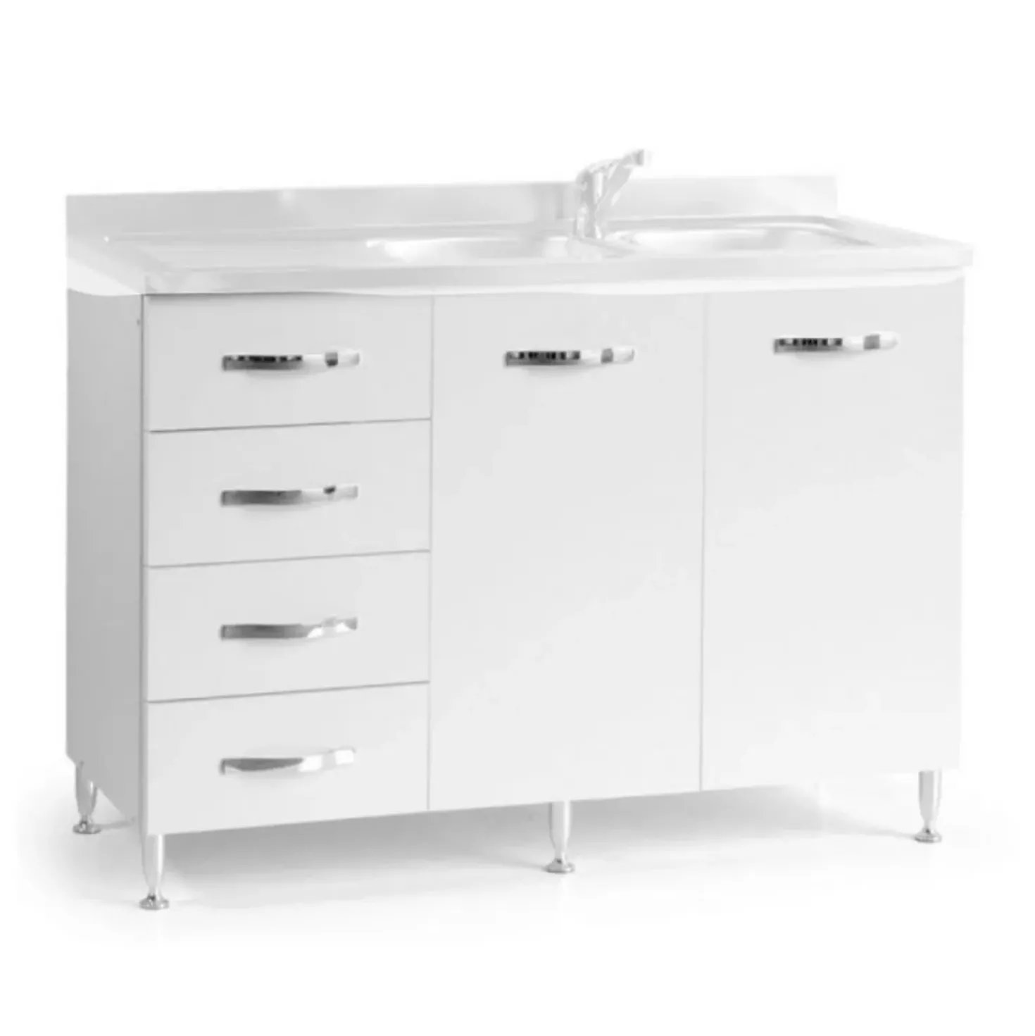 Base sottolavello cucina con cassettiera L 120 bianco frassinato sinistro