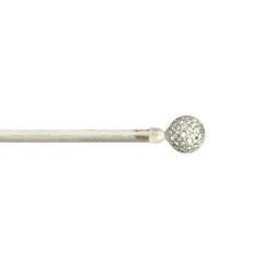 Bastone per tende Kit Boccia Fiore in metallo 120/210 x Ø 2/1,7 cm avorio e oro