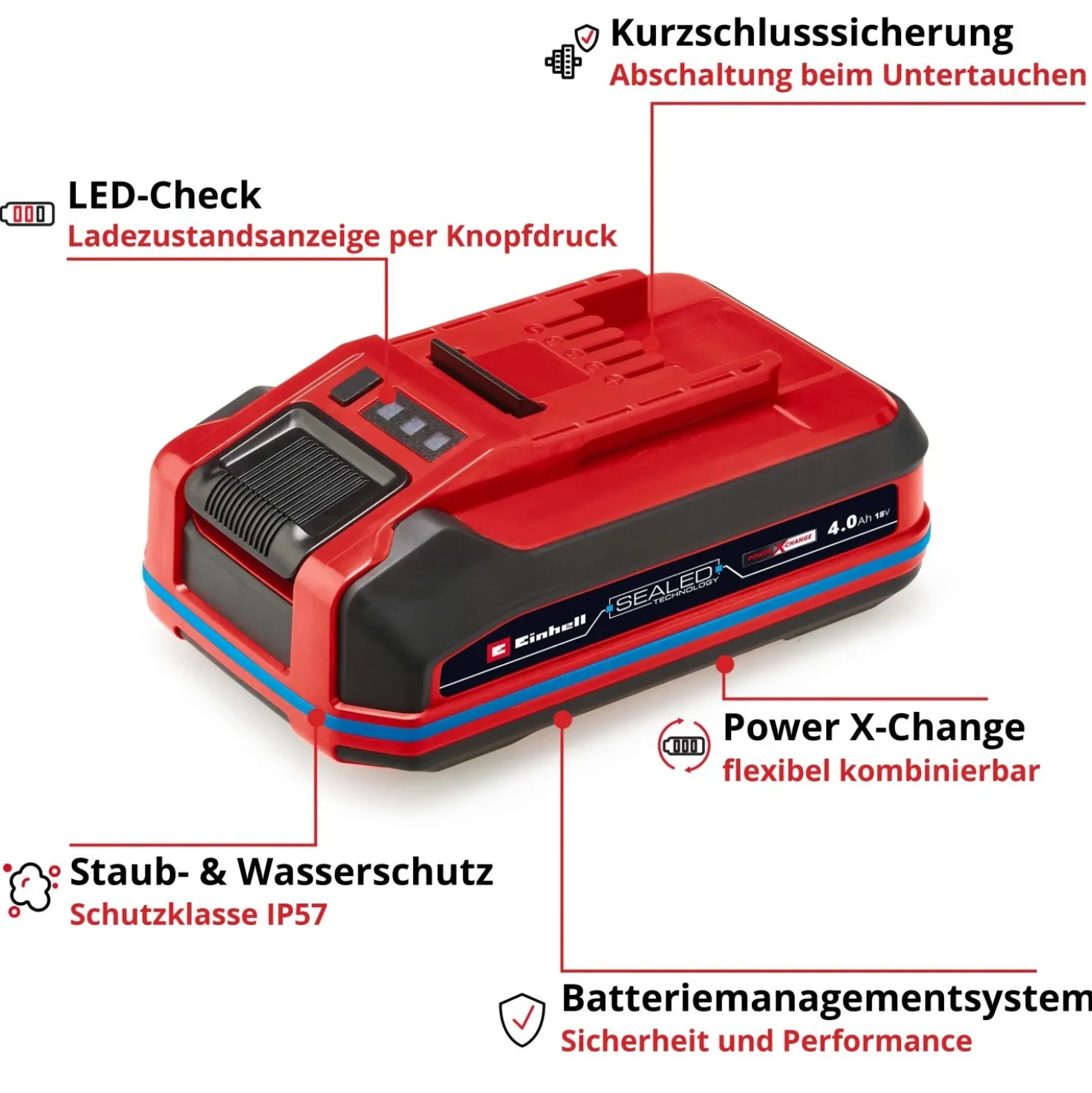 Batteria 18 V Einhell Sealed Power X-Change Plus 4 Ah