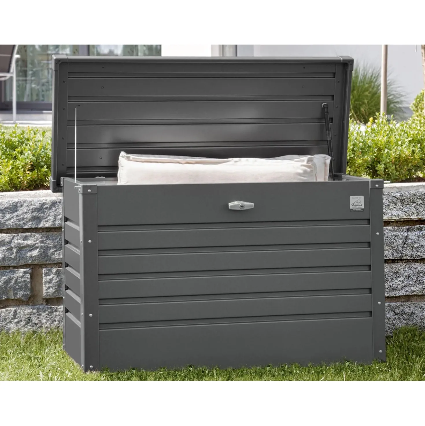 Baule da esterno Biohort 71x134x62 cm grigio scuro metallizzato